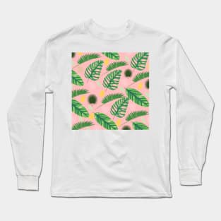 Palm Escapade_Pink Long Sleeve T-Shirt